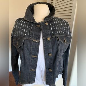 Bebe Black crop Jean Jacket with Studded Embellishments. New with tags